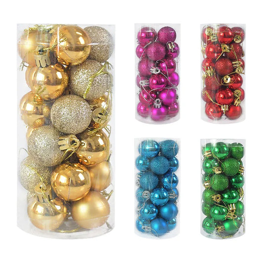 3cm 24pcs New Year Balls Decorations for Tree Hanging Bauble Ball New Year