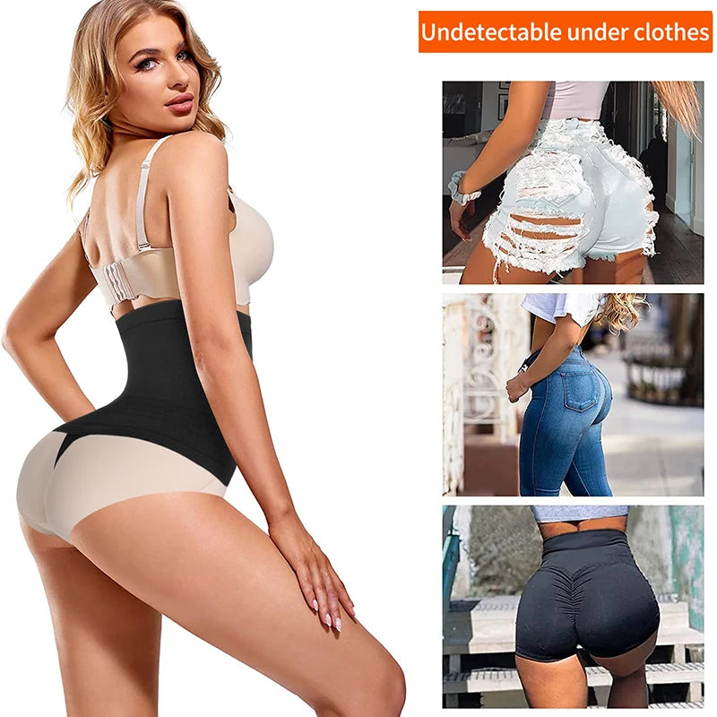 Women's High-Waist Seamless Body Shaper Briefs Waist Trainer Firm Control Tummy