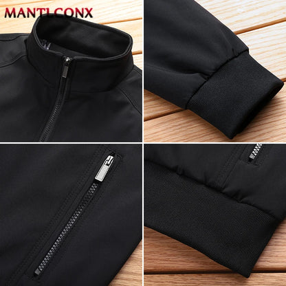 MANTLCONX New Men's Spring Jacket Coats Casual Solid Color Jackets Stand Collar