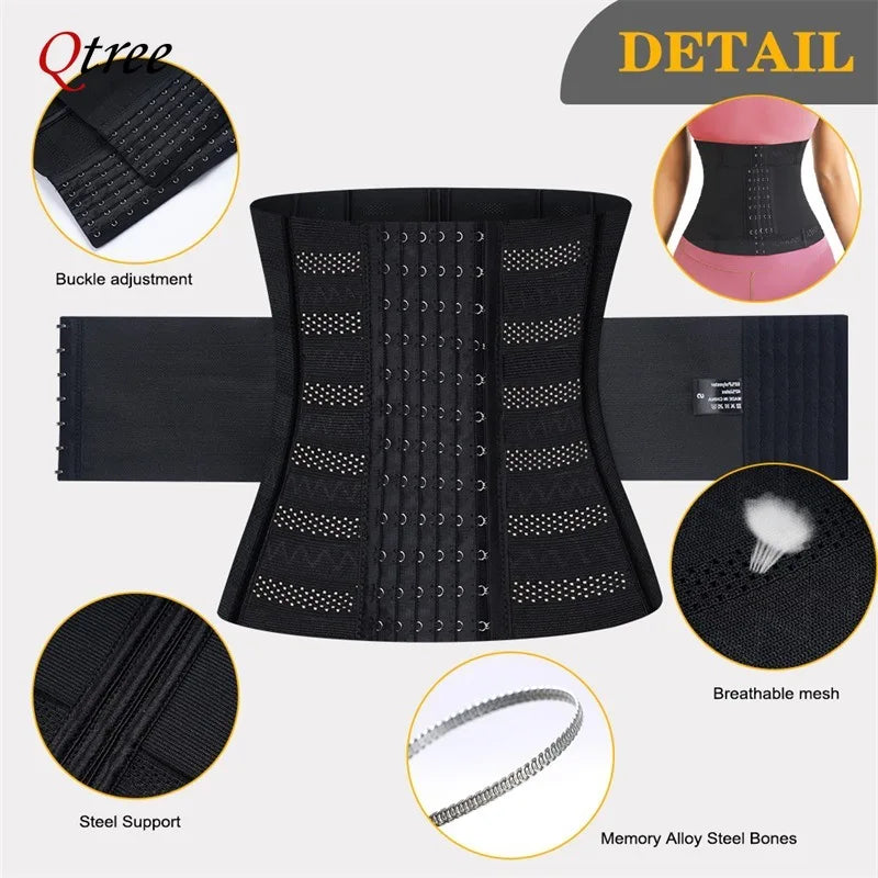 Qtree Waist Trainer for Women Hourglass Underbust Body Shaper With 7 Steel Bones