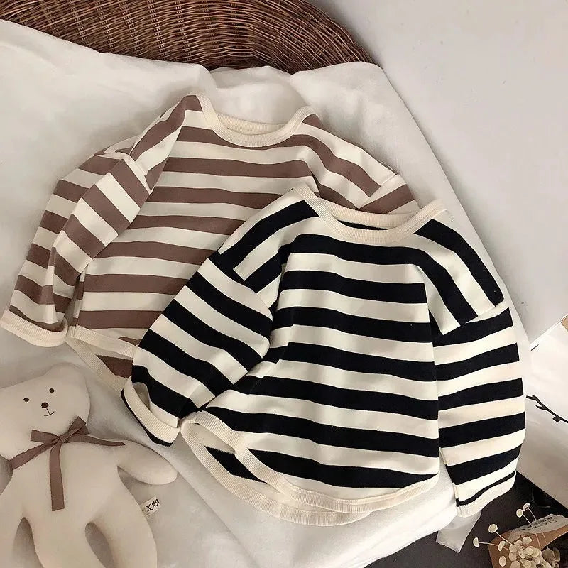 MiniAinis Spring Autumn New Girls Long Sleeve Striped Boys Cotton Hoodies