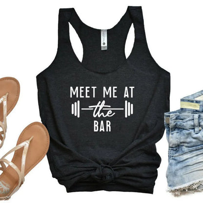 Vest Meet Me at the Bar Tank Tops Women's Racerback Motivational Gym Lifting