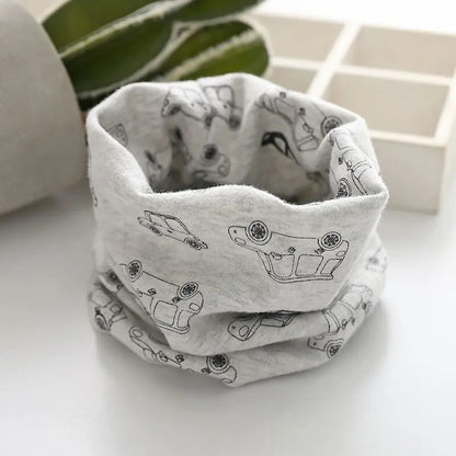 Korean Cotton Children's Scarf LIC Printed Cartoon Plaid Ring