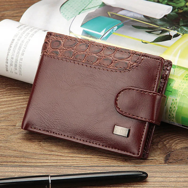 New Brand Trifold Wallet Men Clutch Money Bag Patchwork Leather Men Wallets