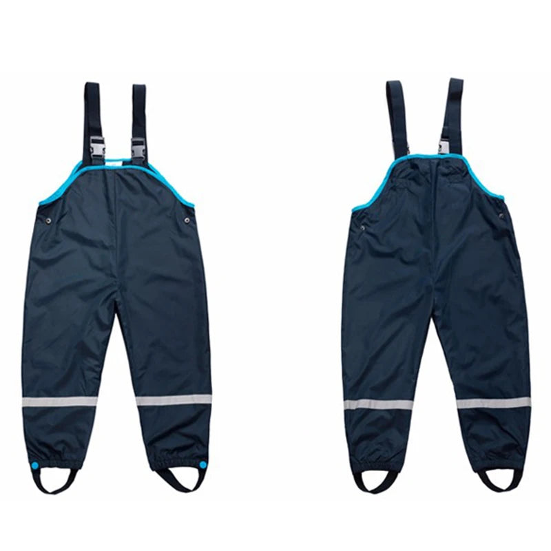 1-7y Boys Girls Suspenders Beach Pants Children Rain Pants Waterproof Ski Pants