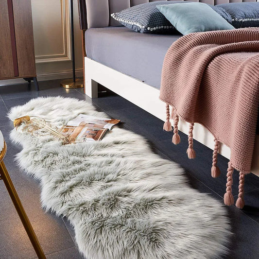 Luxury Fluffy Rugs Living Room Modern Furry Carpet Bedroom Area Floor Mat White