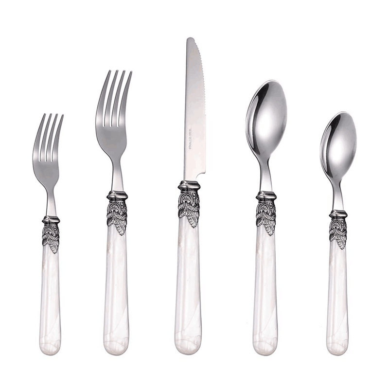 Cathylin 20-Piece High Grade Acrylic Handle Plastic Cutlery Set, Stainless