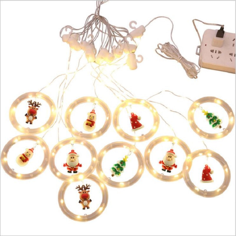 LED String Lights With Santa Claus Snowman Christmas Tree Elk Xmas Hat Hanging