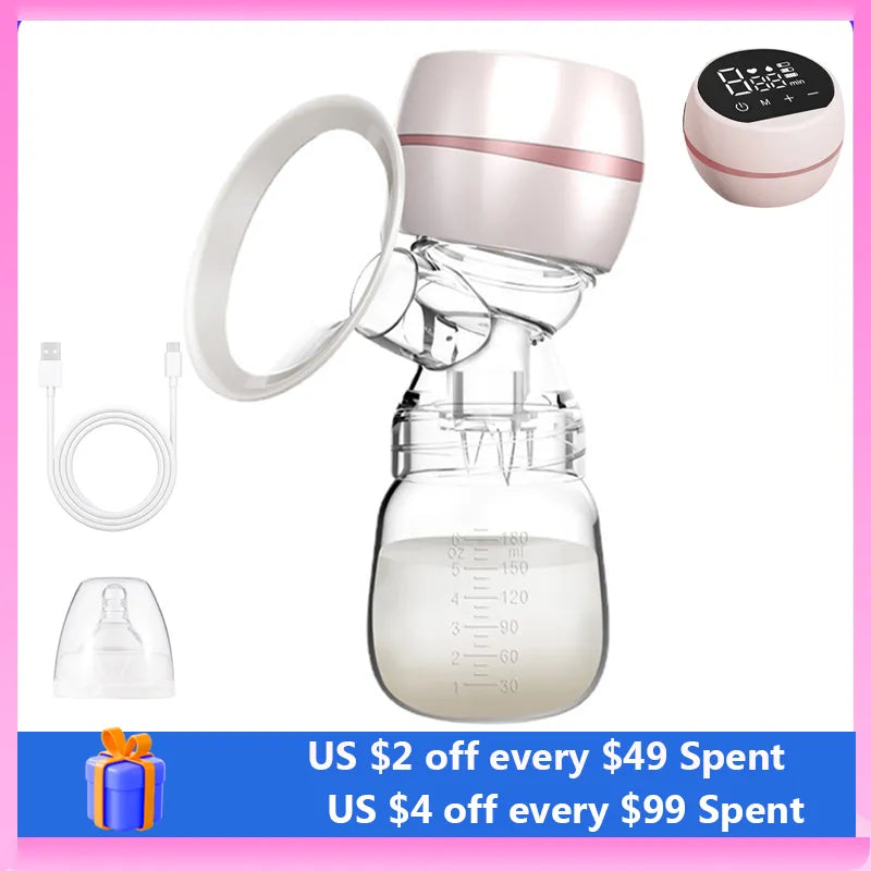 Portable Electric Breast Pump Breast Pump With LED Screen 180ml Milk Bottle