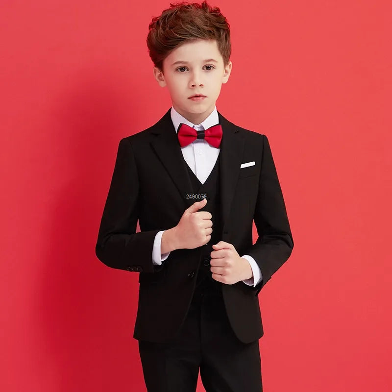 Boys Black 007 Wedding Suit Kids Formal Blazer Clothing Set Gentleman