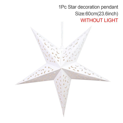 30-75cm Hollow Star Hanging Pendant Eid Mubarak Christmas Decoration 2024