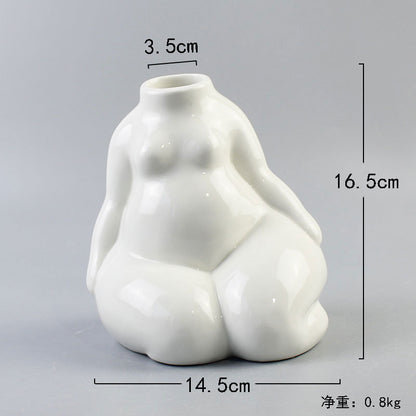 Hot Sale Modern Nordic White Ceramic Body Vases for Home Decor Art Sculptures