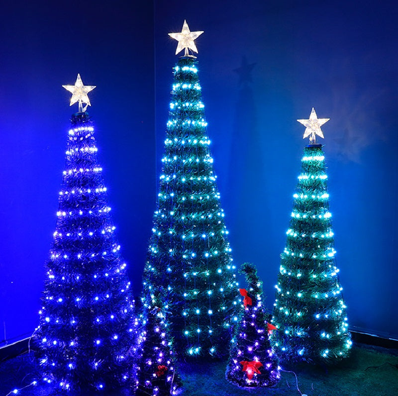 New Arrival Easy Assembly Foldable Artificial Christmas Tree With Star IP65 RGB