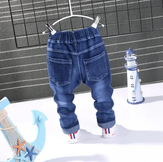 Spring Fashion Boys Jeans Baby Casual Color Buckle Pants Kids Elasticity Jean