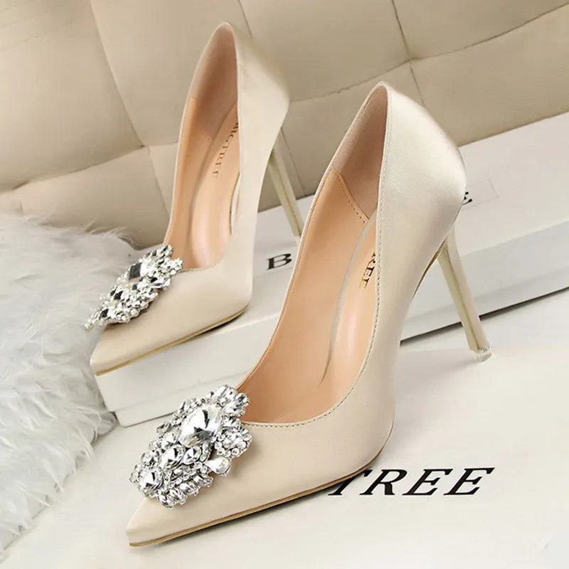 BIGTREE Shoes Rhinestone Women Pumps Stiletto Women Shoes Sexy High Heels