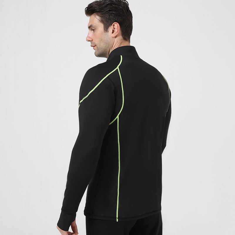 High Quality 1/4 Zip Thermal Fitness Clothing Long Sleeve Gym Tights Men