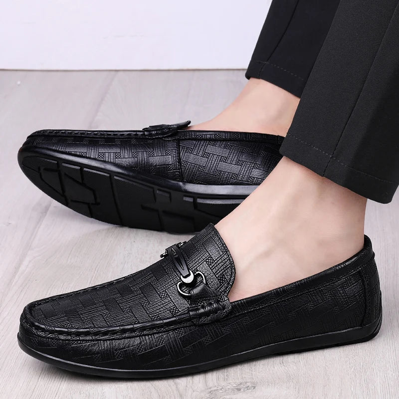 Brand Shoes Men Classic Genuine Leather Loafers Mens Slip-On Driving Shoes Men