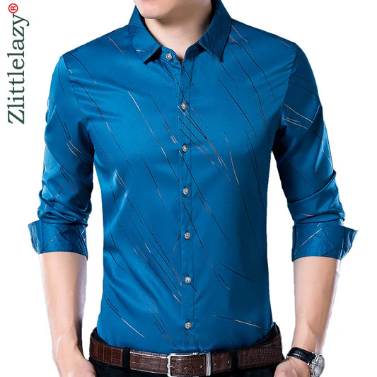 2022 Brand Fashions Casual Slim Fit Long Sleeve Men Shirt