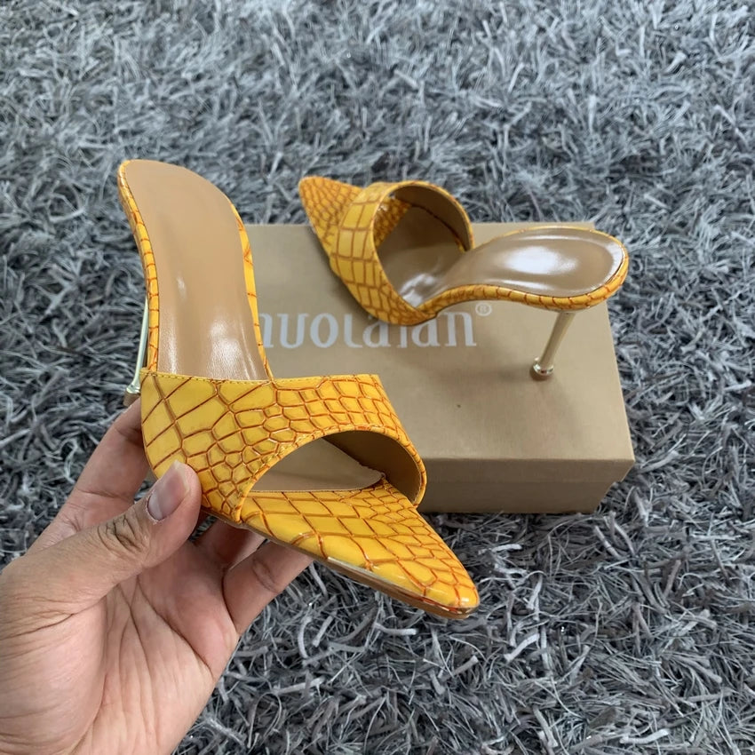 2021 Summer Sandals Sexy Snake Print Slippers Sandal Shoes Women Thin High