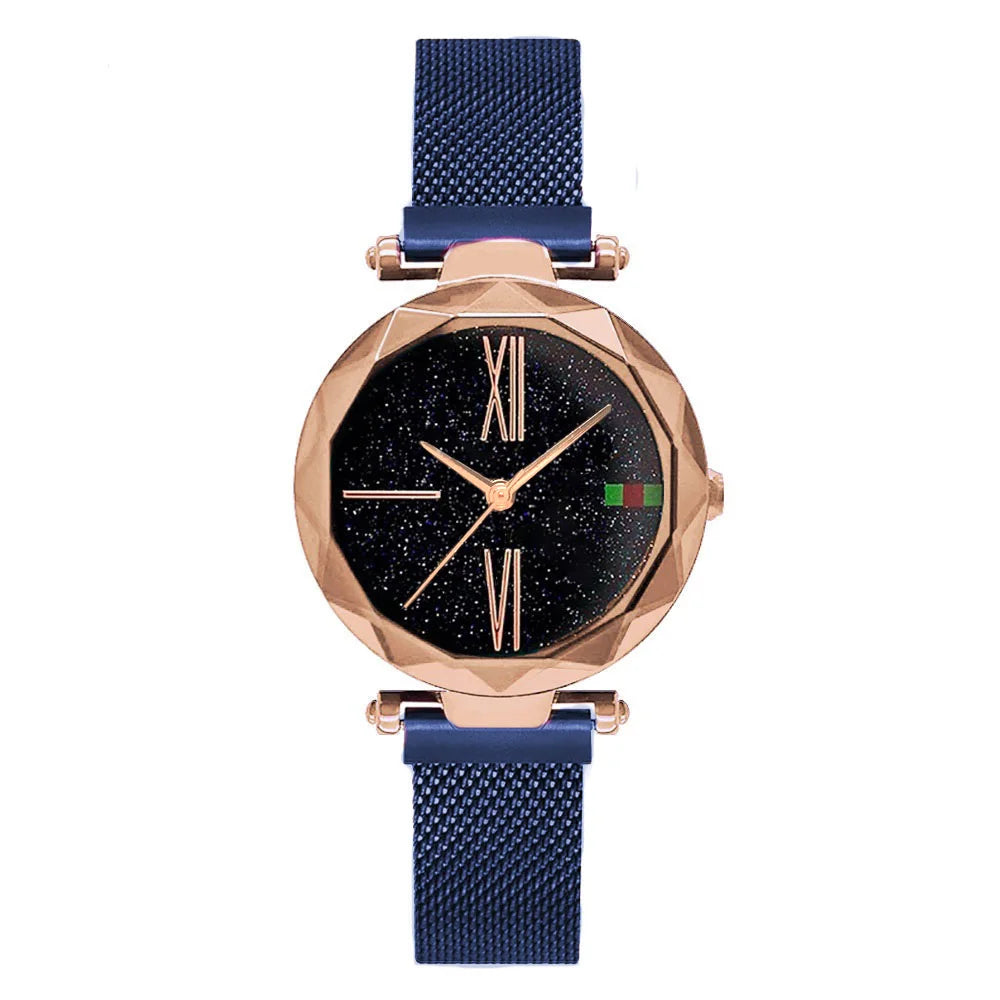 Luxury Rose Gold Women Watches Minimalism Starry Sky