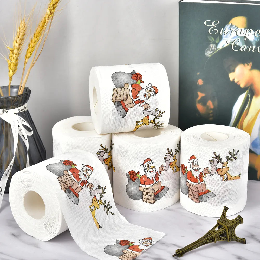 New Year Gifts 22m/Roll Santa Claus Reindeer Christmas Toilet Paper Christmas