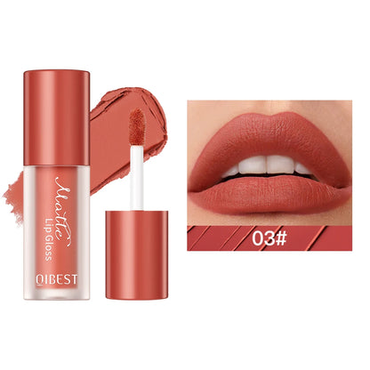 QIBEST 1Pc Velvet Matte Liquid Lipstick Nude Lipgloss Makeup Natural