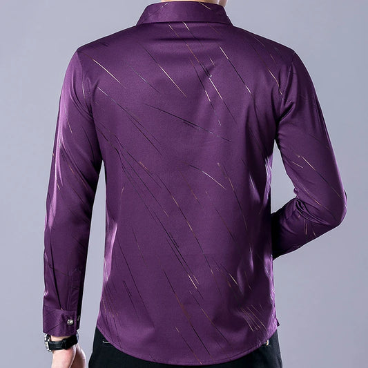 2022 Brand Fashions Casual Slim Fit Long Sleeve Men Shirt