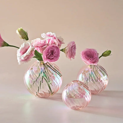 Iridescent Ball Vases Decoration Home Living Room Flower Pot for Interior Glass