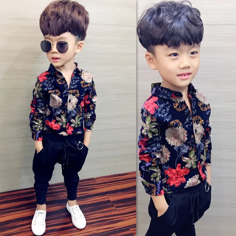 Boys Shirt Children's Clothing New 2022 Spring and Autumn Long-Sleeved Shirt