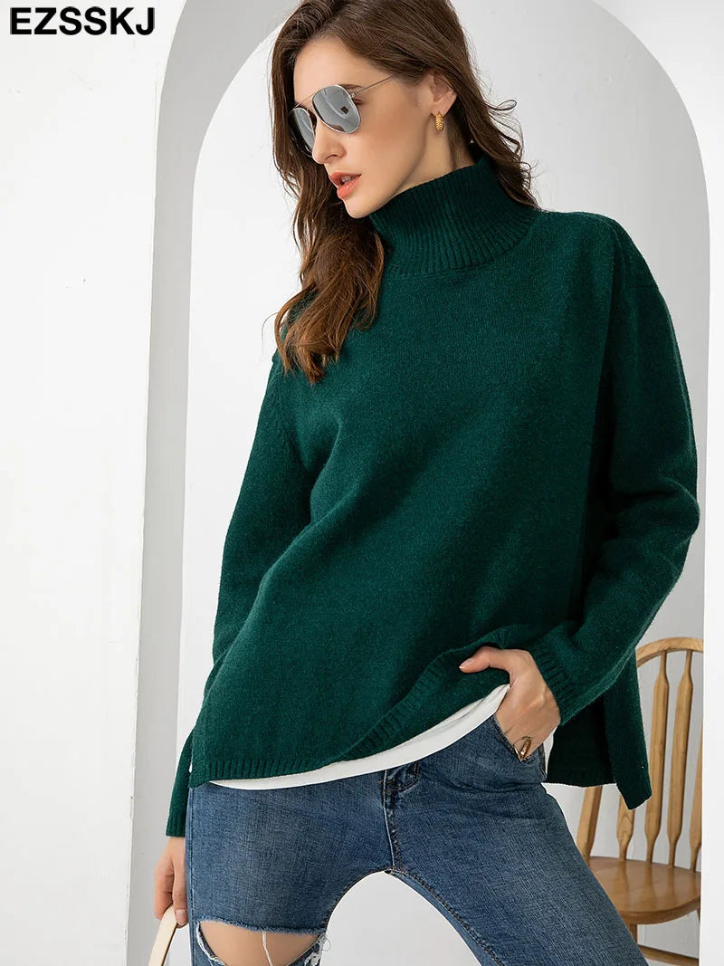 Autumn Winter Basic Oversize Thick Sweater Pullovers Women Loose Cashmere