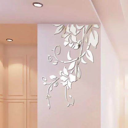 3D Diy Acrylic Mirror Stickers for Room Decoration Flower Wall Decals Sticker