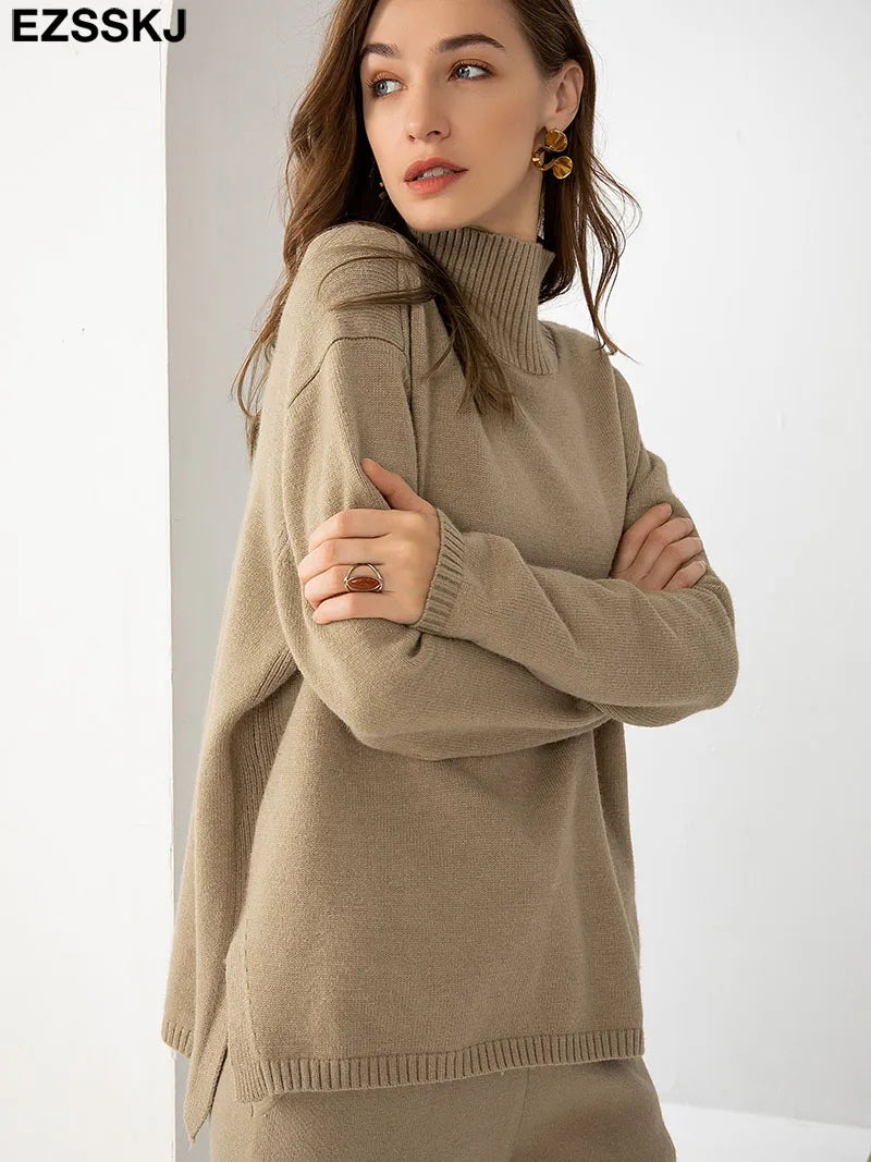 Autumn Winter Basic Oversize Thick Sweater Pullovers Women Loose Cashmere