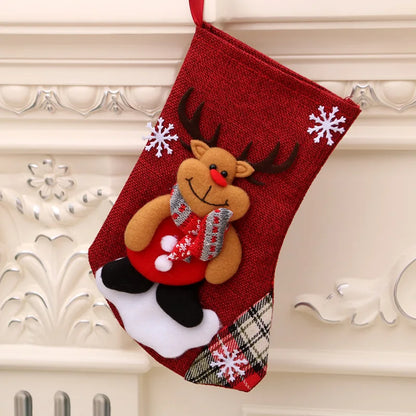 New Large Linen Christmas Socks Hanging Christmas Decorations and Gift Bag