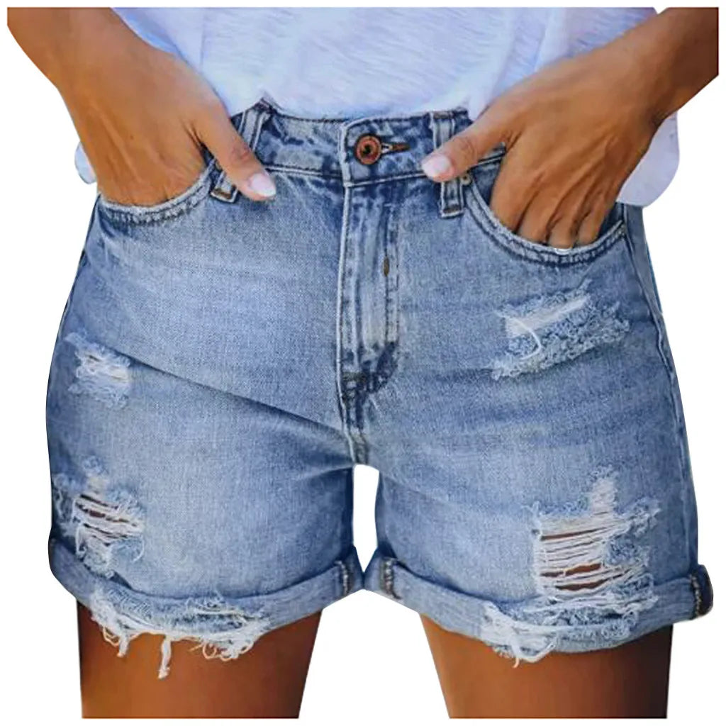 Summer Womens Jeans Shorts Pocket Denim Pants Female Hole Bottom Sexy Shorts