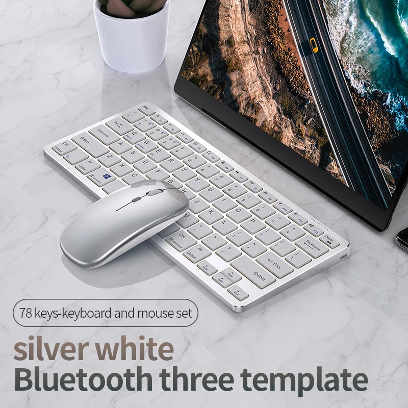 Keyboard and Mouse Set Bluetooth-Compatible Slim Rechargeable USB Keyboard Mouse