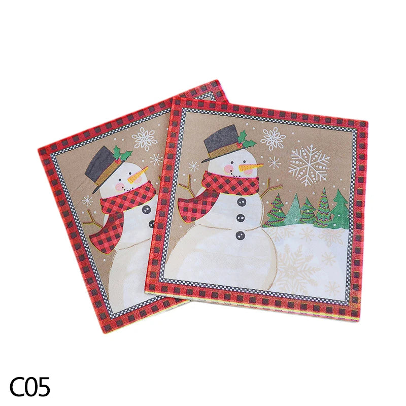 20pcs Christmas Napkins Merry Christmas Decoration Paper Napkins for New Year