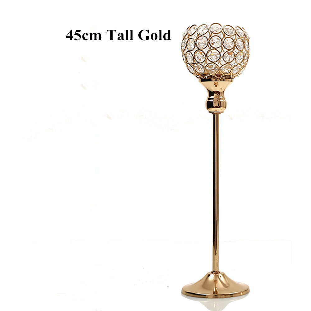 Home Decoration Metal Candlesticks for Candles Crystal Tealight Centerpieces