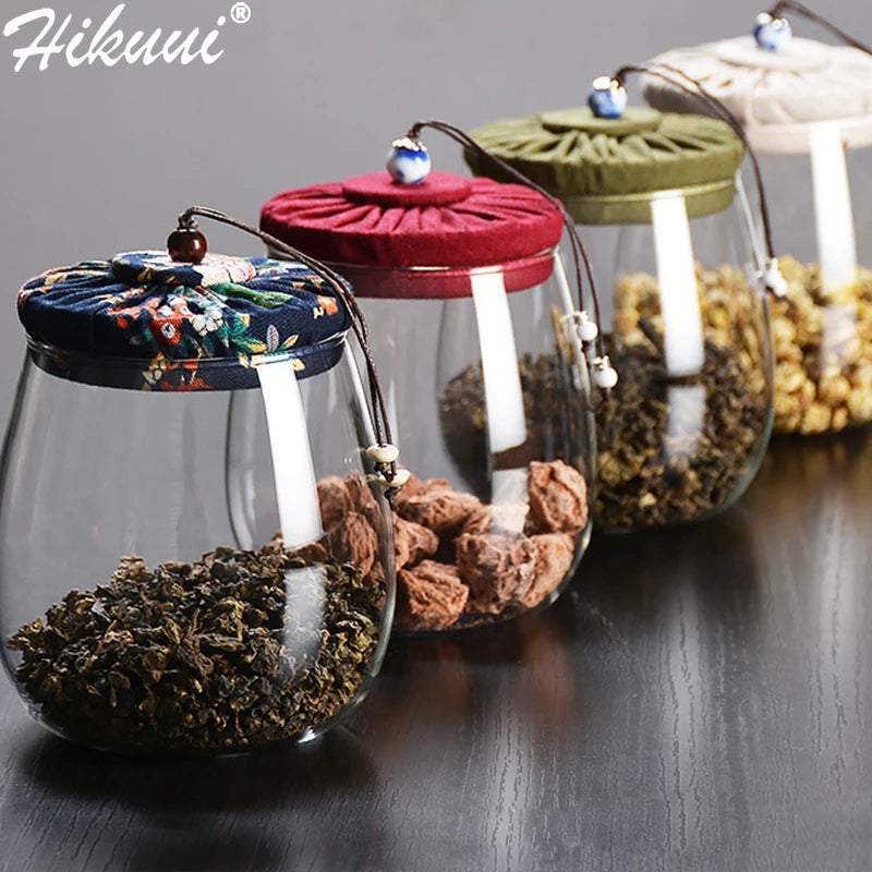 Storage Canister Borosilicate Glass Jar Flower Tea Snack Candy Storage Container