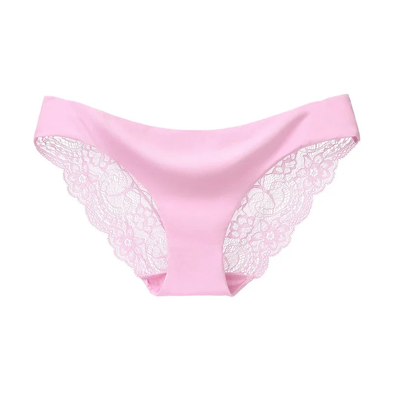 Women's Sexy Lace Panties Seamless Cotton Crotch Breathable Ladies Low-Rise