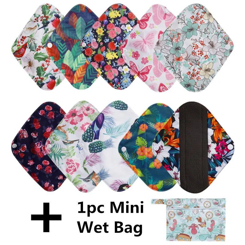 [10Pcs Reusable Pads Bamboo Charcoal Pads Sanitary Pads Washable Panty