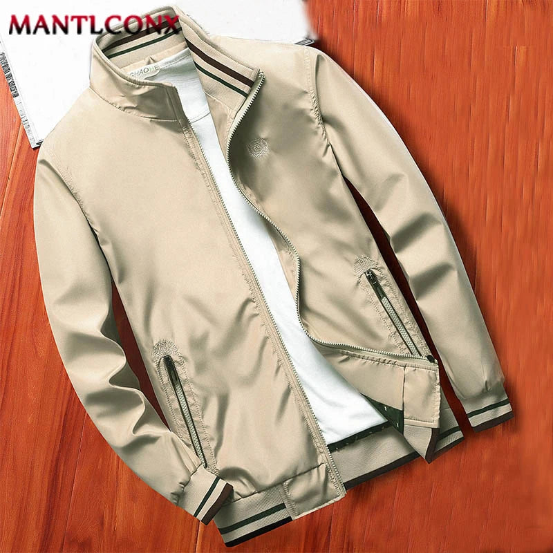 MANTLCONX New Men's Spring Jacket Coats Casual Solid Color Jackets Stand Collar