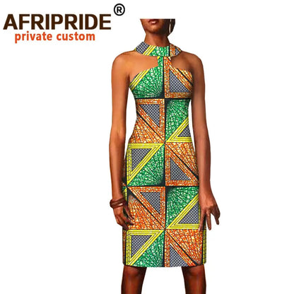 Summer African Dresses for Women Ankara Print Sleeveless Casual Women