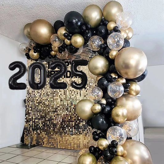 Black Gold Balloons Garland Arch Kit New Year Decoration 2025