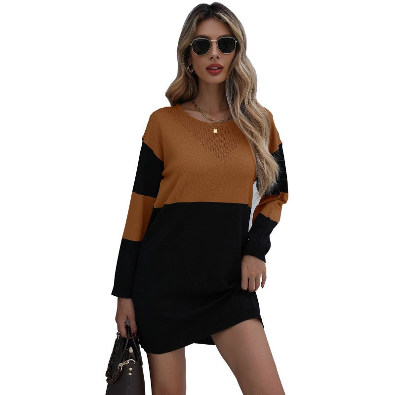 Knitted Luxury Women Sweater Dress Fall Long Sleeve Pullover