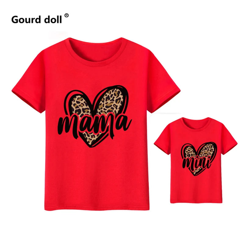 Tshirt Family Leopard Love Mother Kids Tshirts Baby Girl Matching Outfits