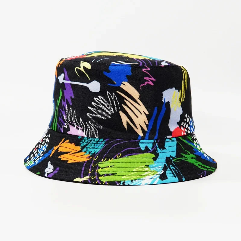 2024 New Summer Graffiti Bucket Hat for Women Men Skull Floral Outdoor Hat