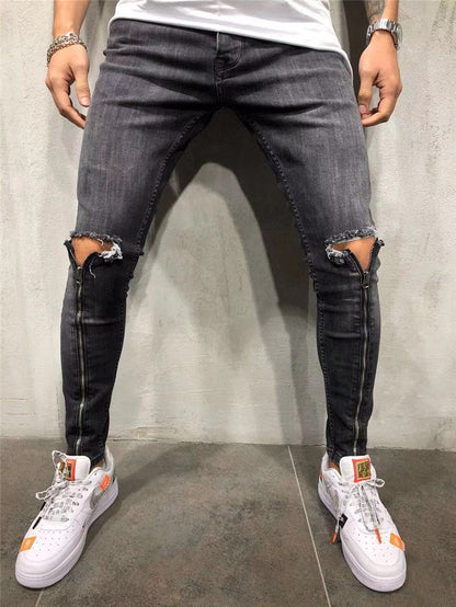 Non-Ripped Mens Jeans Denim Distressed Skinny Jeans Stretch Jeans for Men