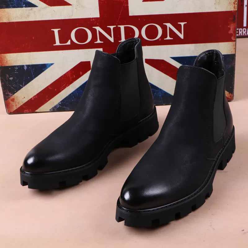 Mens Casual Business Office Formal Dress Chelsea Boots Platform Shoes Genuine