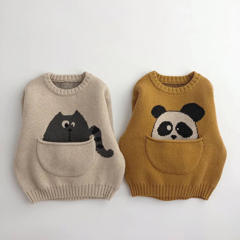 MILANCEL Kids Baby Clothes Sweaters Pullover Cartoon Boys Girls Knitwear Korean