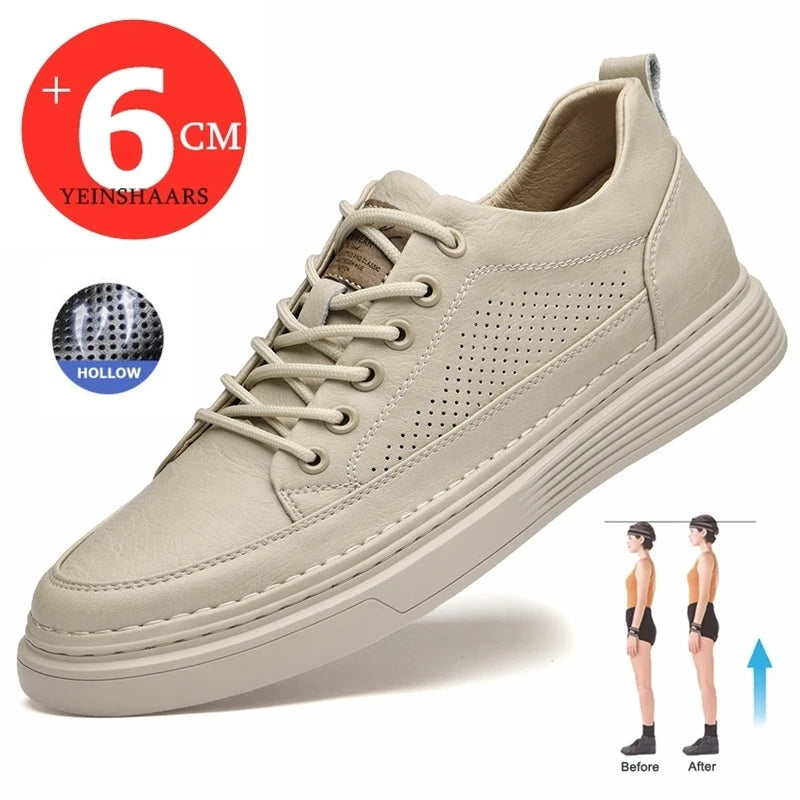 Spring/Summer Men Elevator Shoes Casual Men Sneakers Breathable Leather Leisure